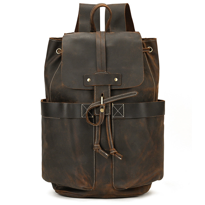 ladies leather backpack for women, brown, top grain leather, kyia