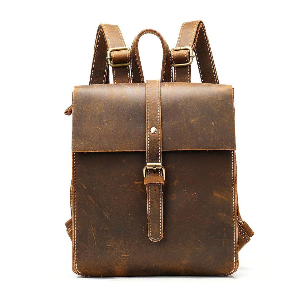 ladies leather backpack, coffee, crazy horse leather, aurora