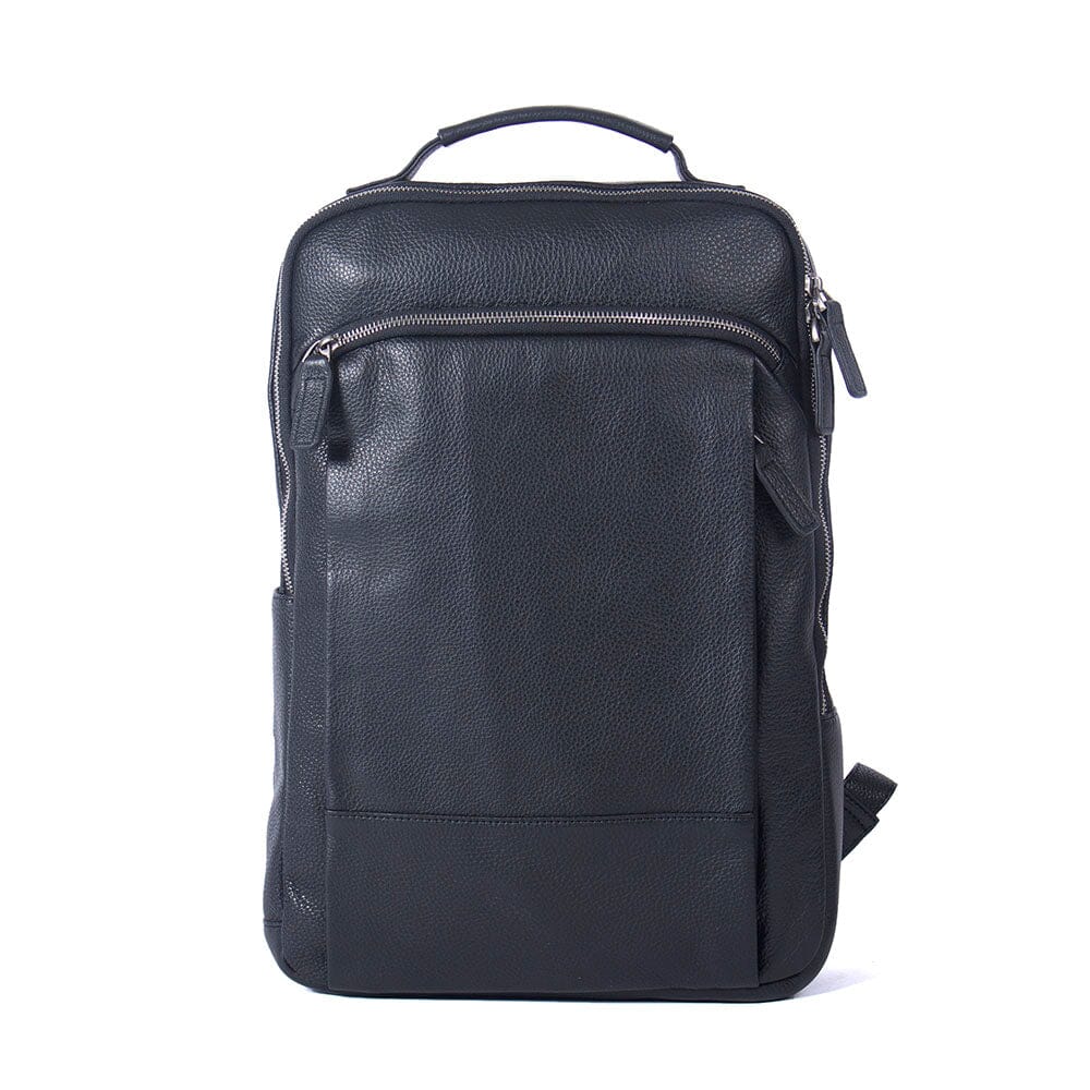 Black Leather Laptop Backpack | STEELE – Eiken Shop