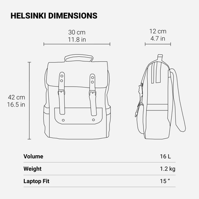 dimensions and specifications of the Helsinki backpack