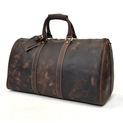 large brown leather holdall