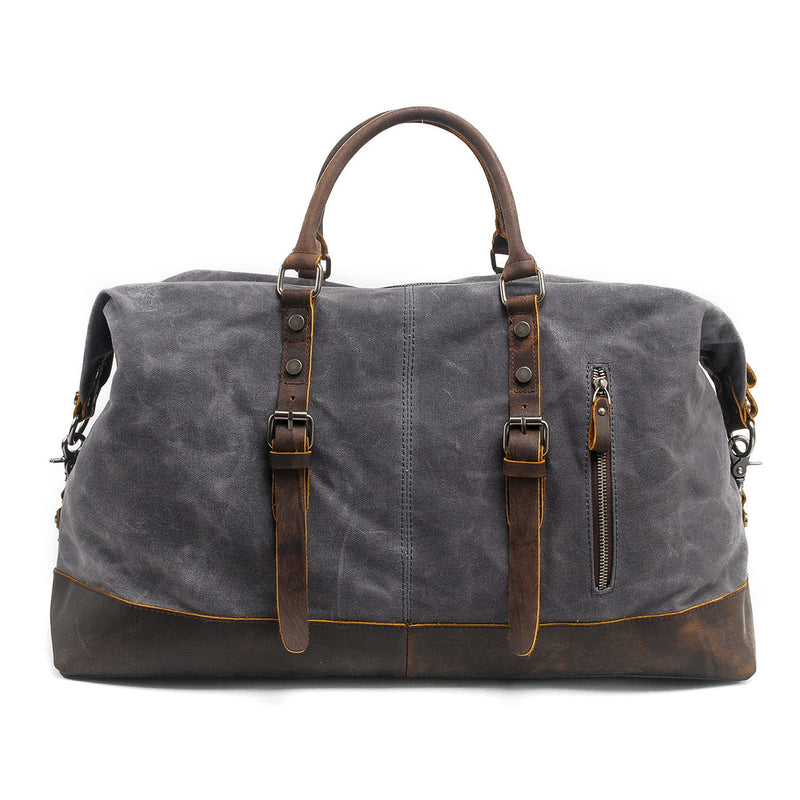 grey large canvas duffle bag