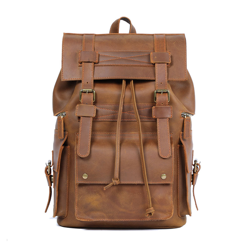 Brown Leather Backpack Rugged Rucksack for Men KYLO