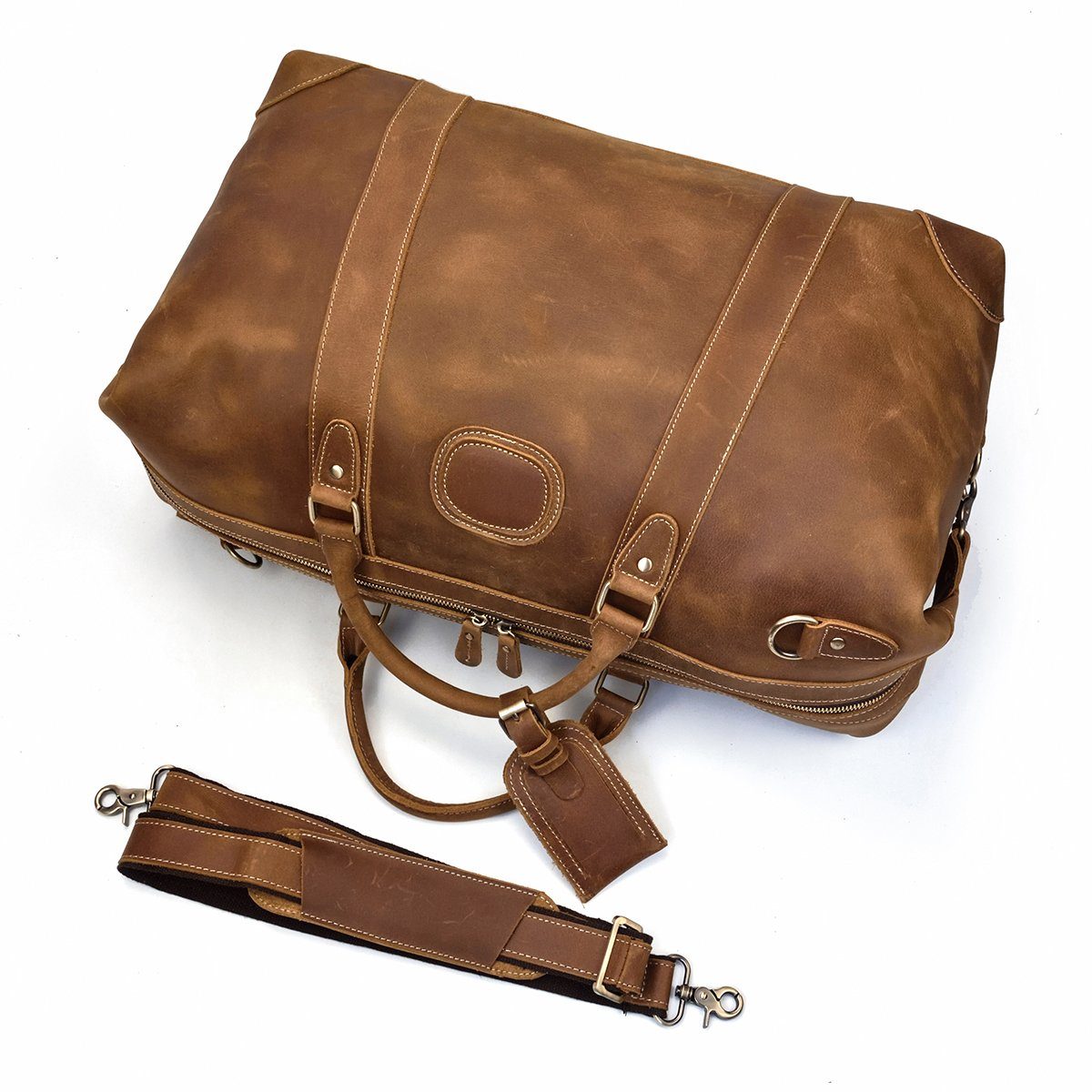 large leather holdall bag