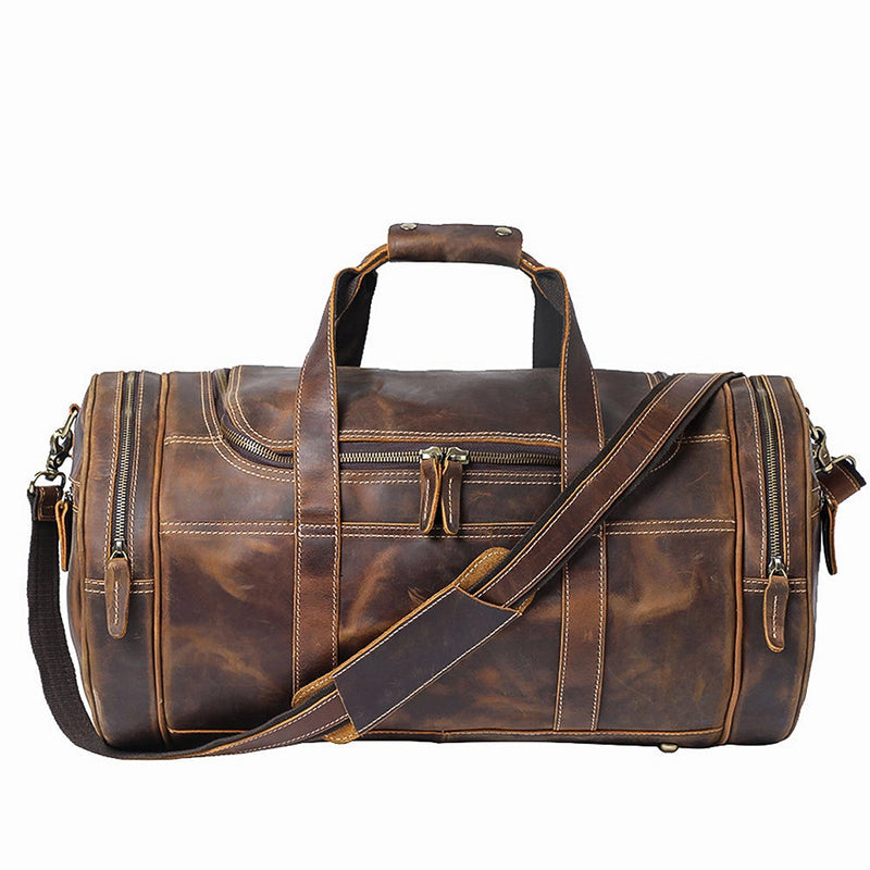 large leather holdall, brown, sturdy rugged cow leather, Asuncion