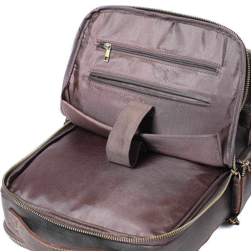 large leather laptop backpack