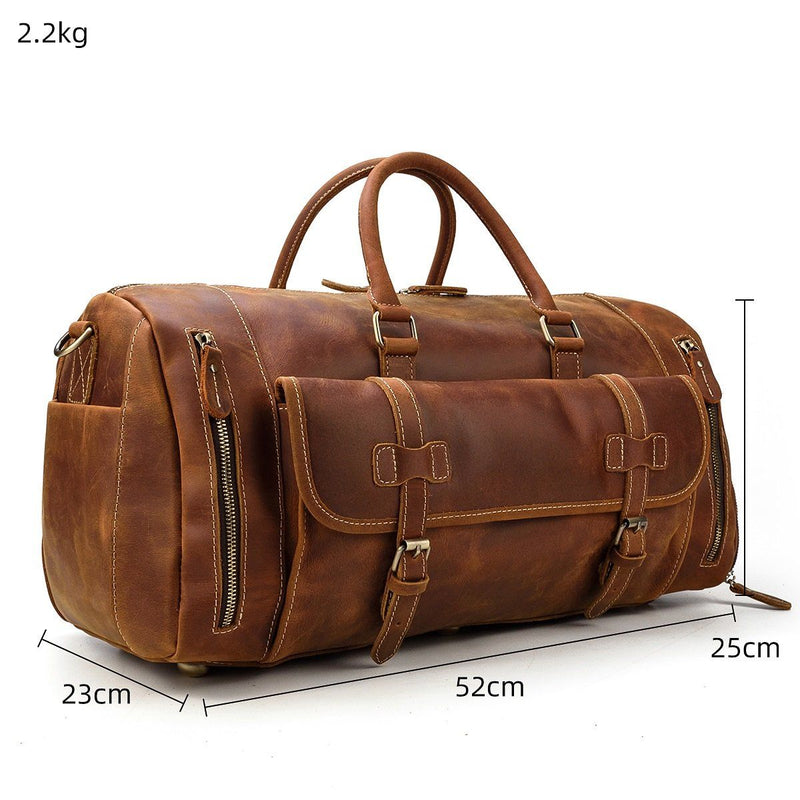 large leather weekend bag mens