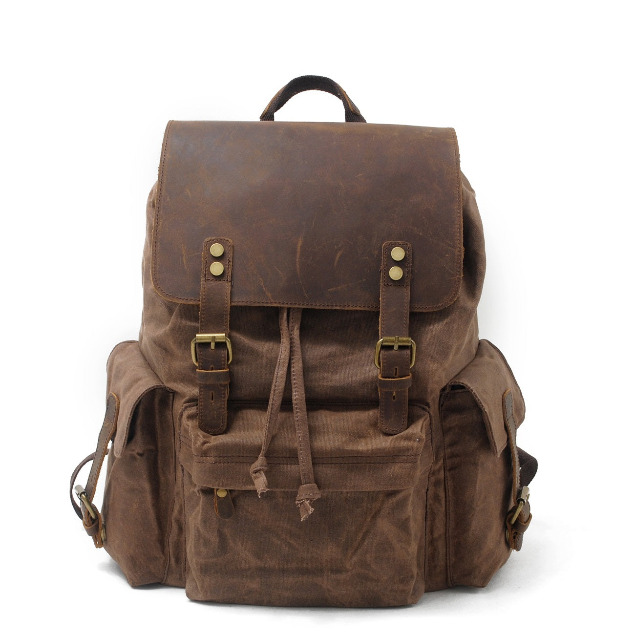 leather and canvas backpack
