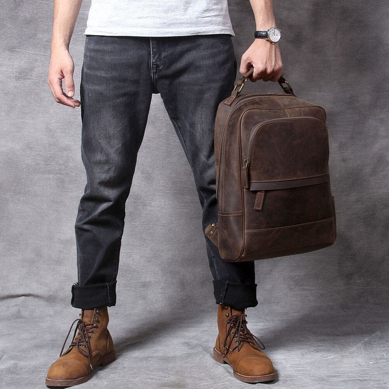 leather backpack brown