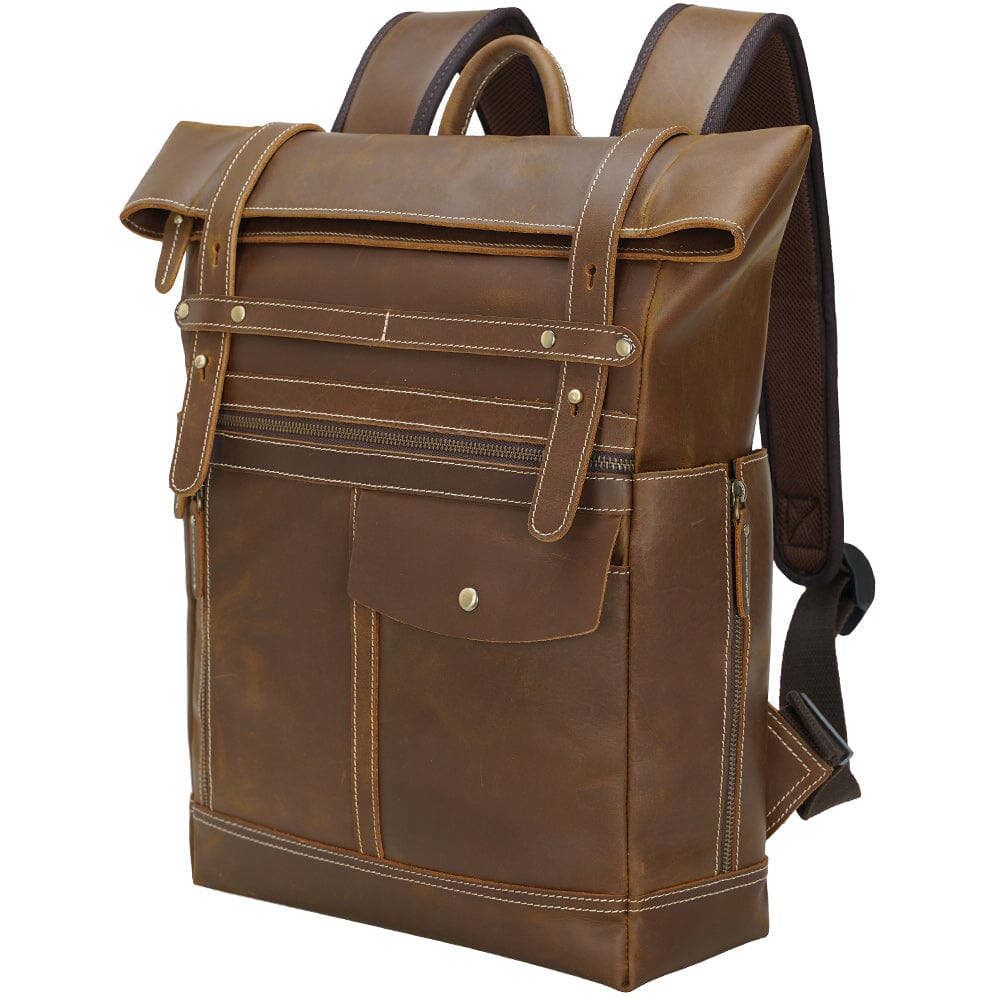 brown leather backpack with laptop sleeve 10X Women's Travel Bag Classic Tan one womens leather travel bag featuring refined design for stylish women of any agethats our 10X Piel Leather Half-Moon Laptop Backpack