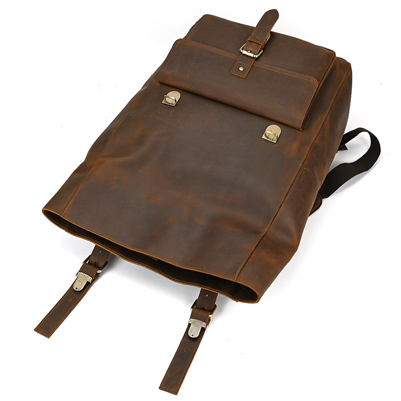 leather backpack roll top