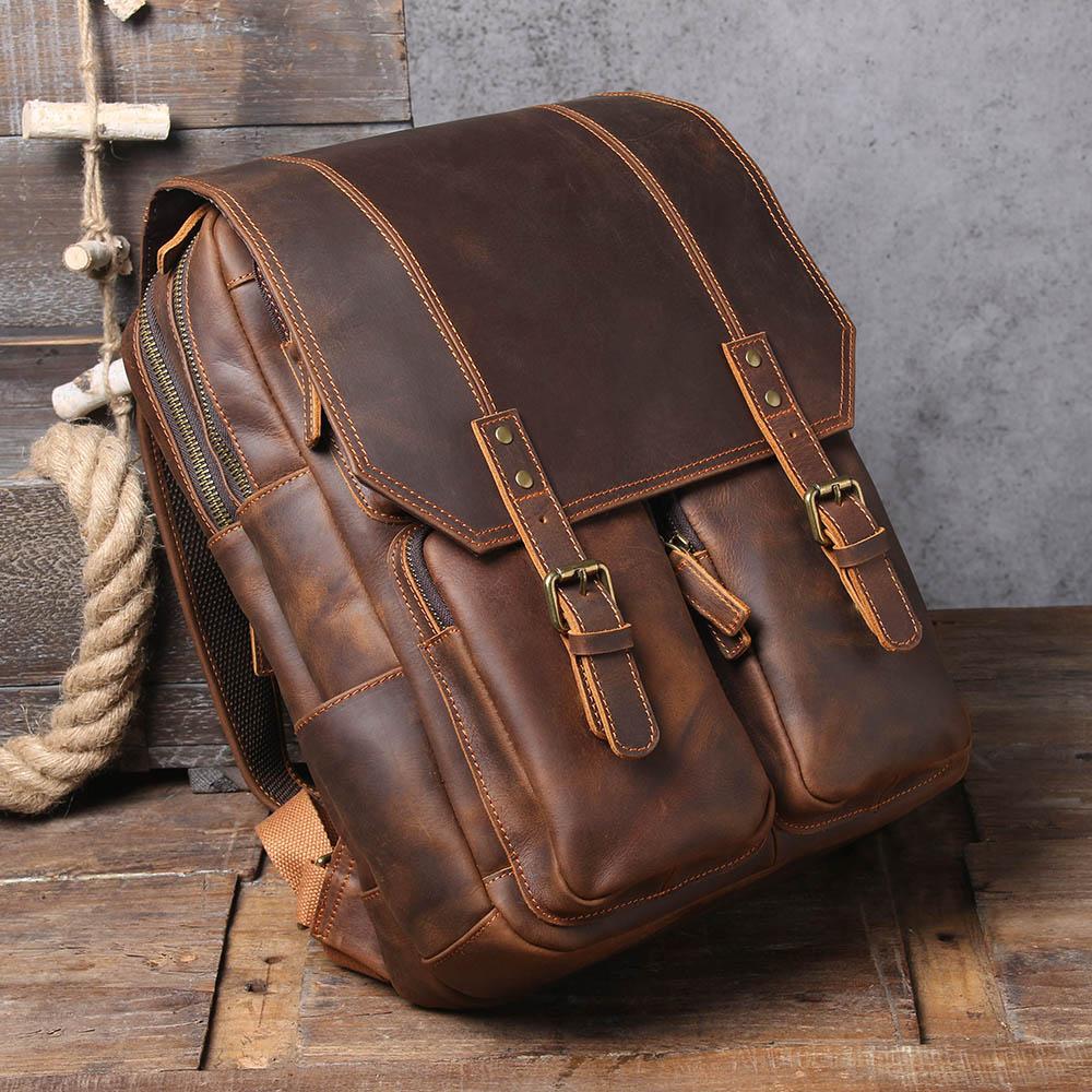 Leather BACKPACK - Wonen’s ASHWOOD GENUINE LEATHER 3 COMPARTIMENTS Brown  Medium