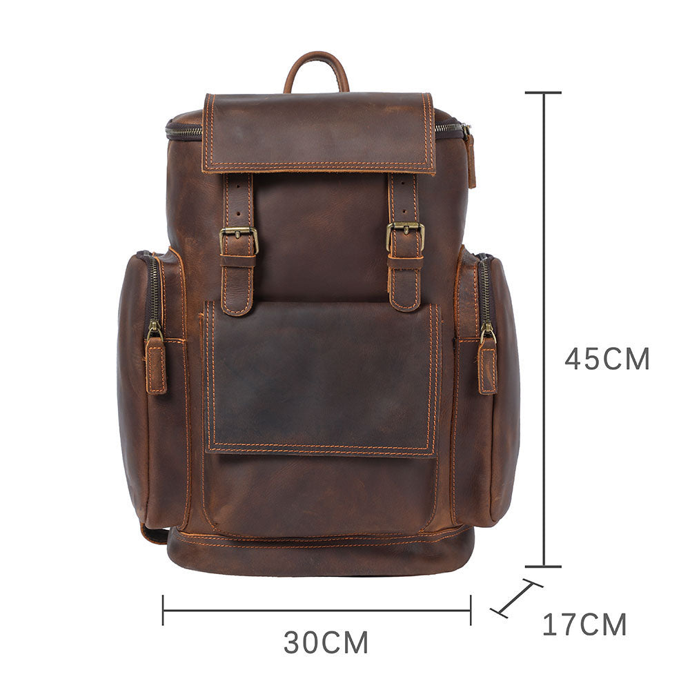 business laptop backpack leather HORE - Luxury Premium Leather Travel Backpack