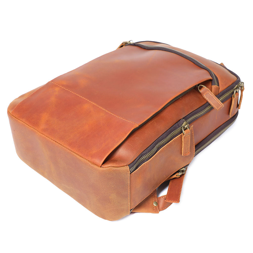 leather backpack with laptop sleeve
