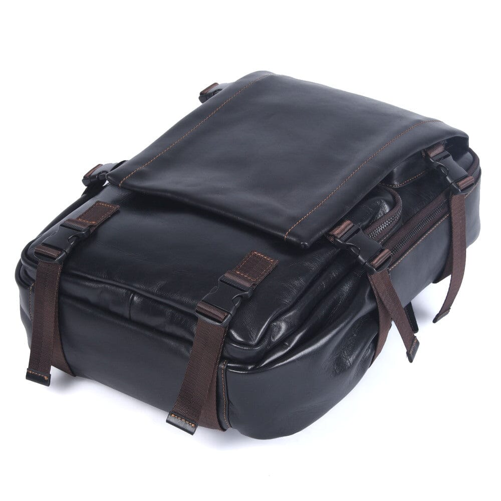 Men's Black Leather Backpack