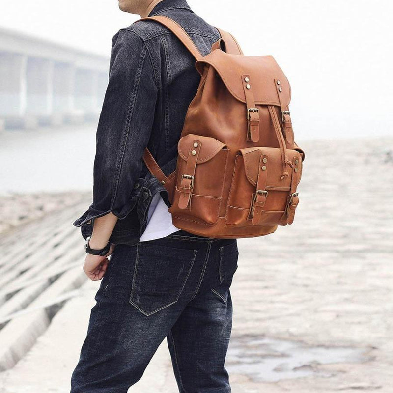 leather bookbag