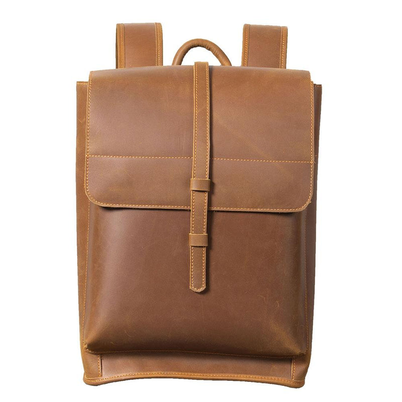 leather business backpack, coffee, genuine leather, lyve