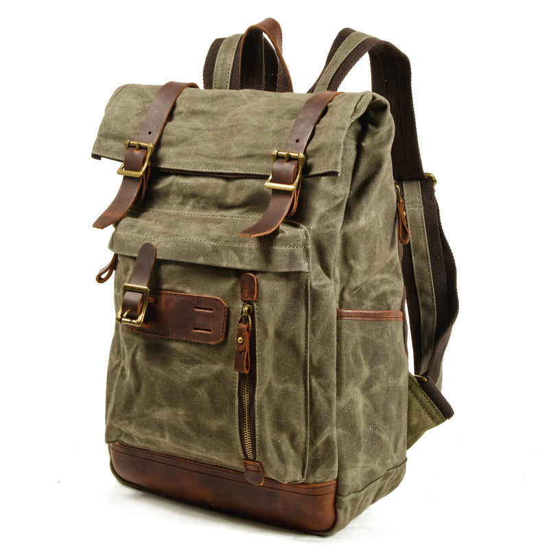 leather canvas backpack