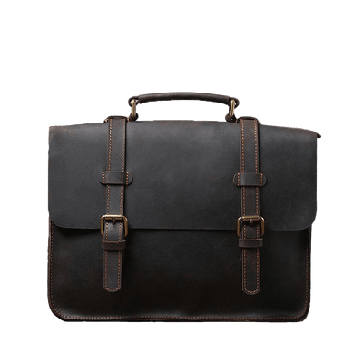 Black Leather Bag Men's Messenger Bags Med Shoulder Top Handle Man Bag –  Travell Well