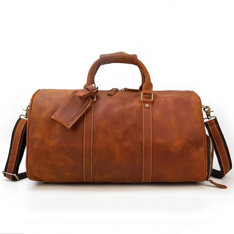 leather duffle bag brown