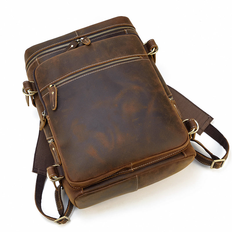 leather knapsack