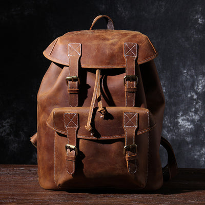 leather knapsack backpack