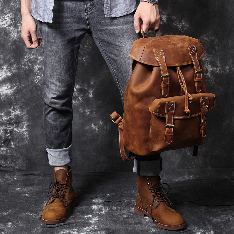 leather knapsack bag