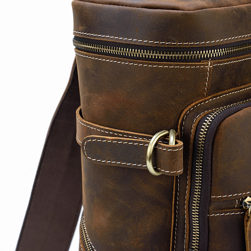 leather knapsack bag