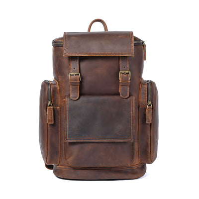 Sac à dos homme cuir, marron, cuir crazy horse, Hore