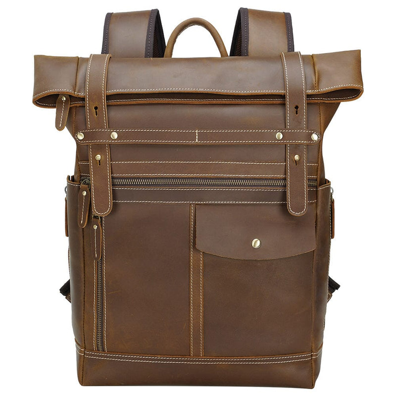 leather laptop bookbag for men, coffee, authentic leather, vinson