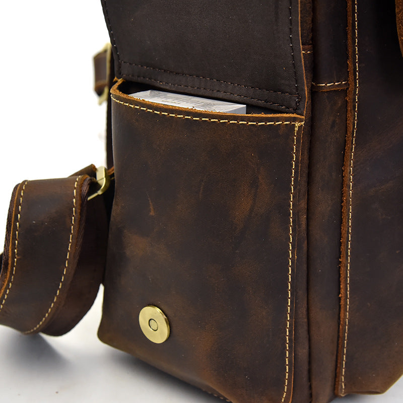 leather laptop rucksack womens