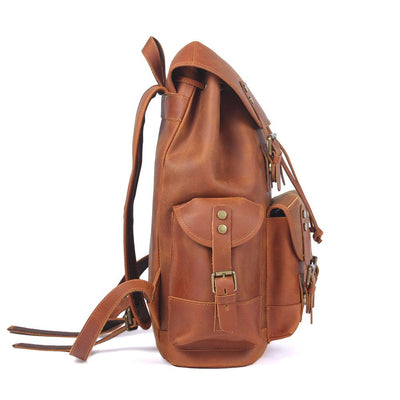 leather laptop travel backpack