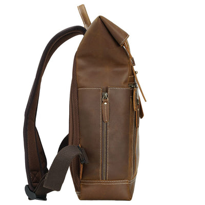 leather laptop travel backpack