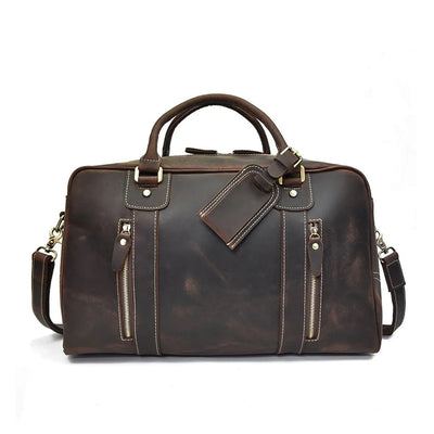 leather overnight bag, brown, dyed crazy horse leather, Quito