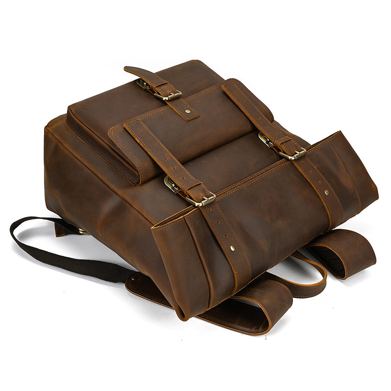 leather roll top backpack