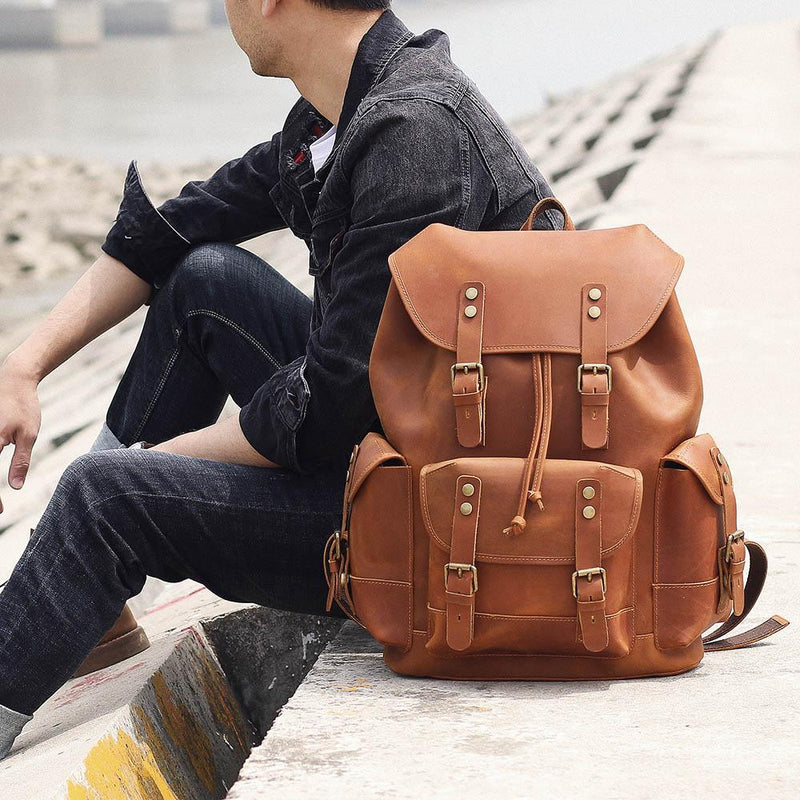 leather rucksack men