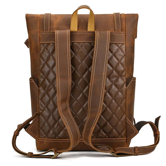 brown faux leather backpack men Men's Leather Rucksack - Rugged & Stylish Backpack