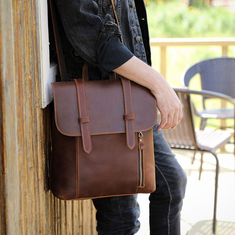 leather rucksack women