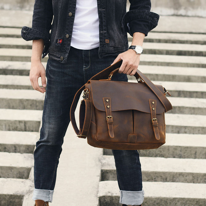 vintage leather shoulder bag