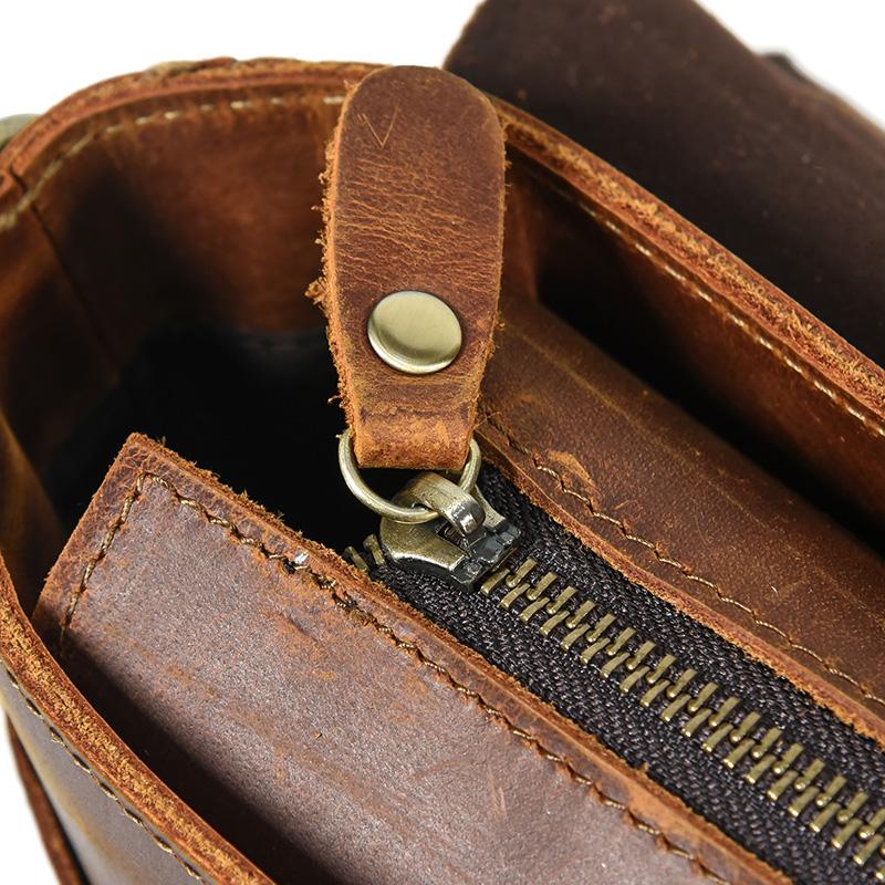 leather shoulder bag zipper opening