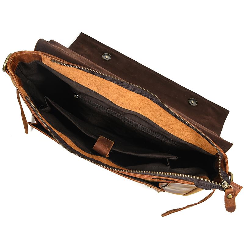 leather shoulder bag inside pockets