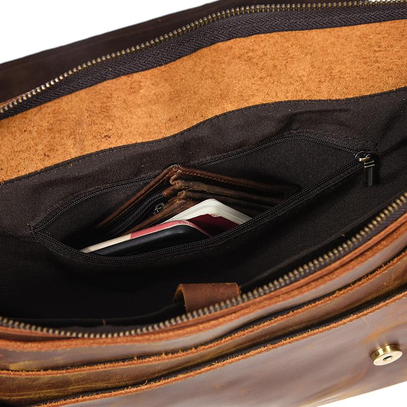 leather shoulder bag inside zipper pocket