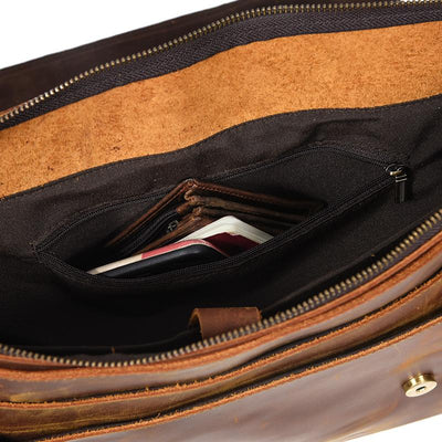 leather shoulder bag inside zipper pocket
