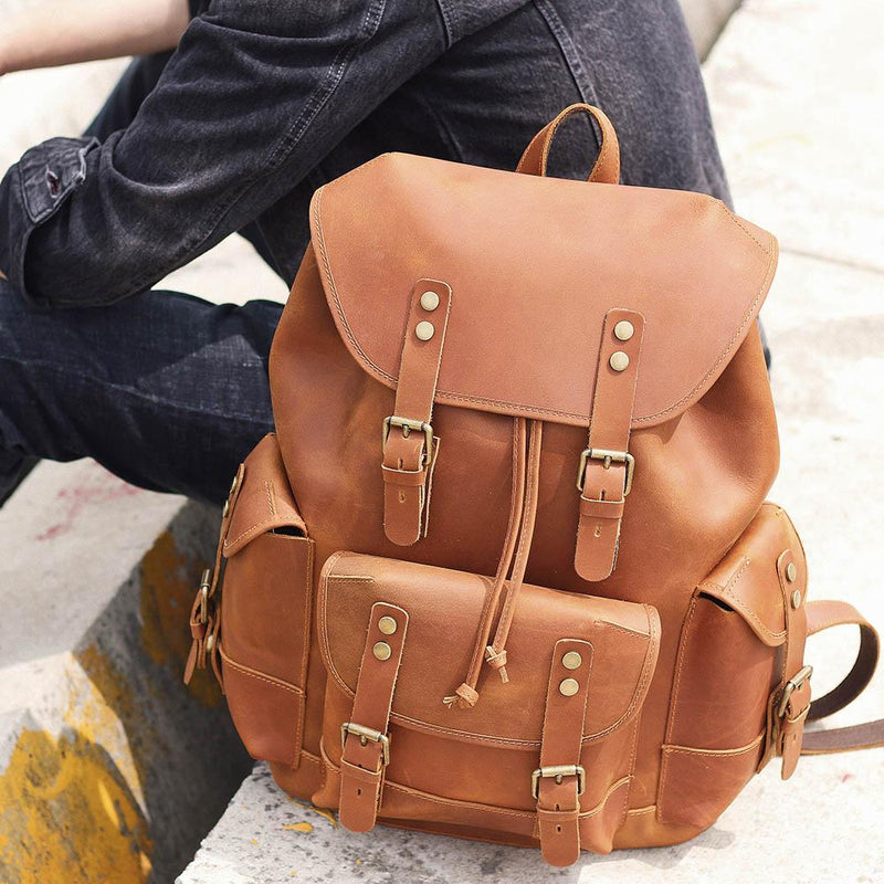 leather travel backpack