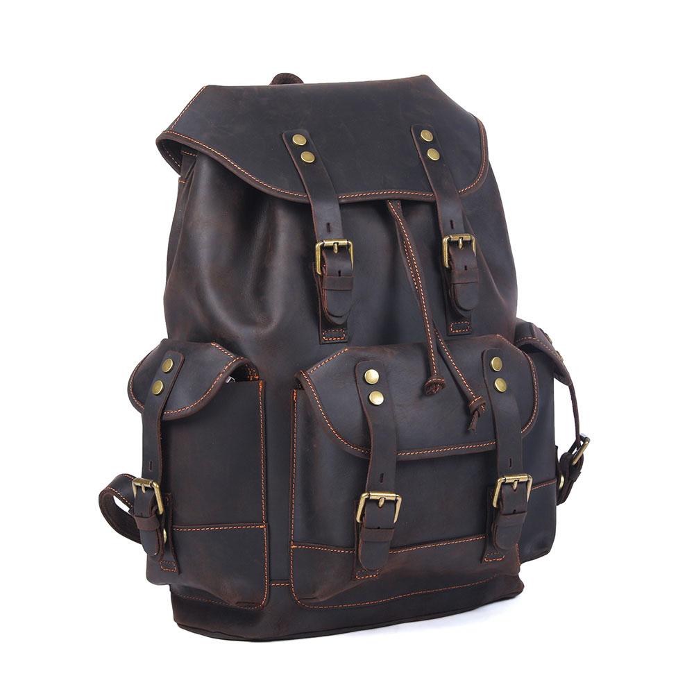 brown leather travel backpack Leather Travel Backpack - 25L Adventure Rucksack