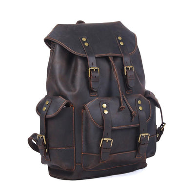 leather travel backpack mens