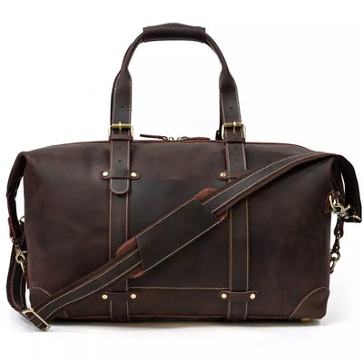 leather travel bag for men, brown, full grain leather, Panama