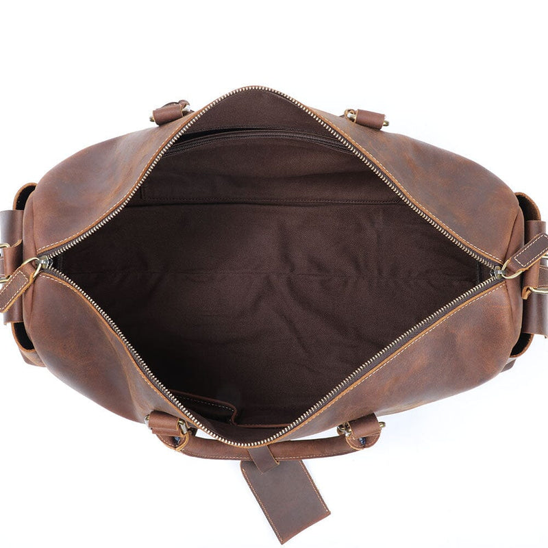 volume de rangement d'un sac voyage cuir