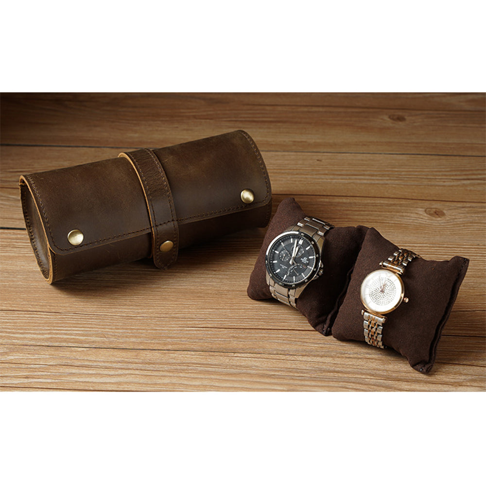 leather watch roll travel case