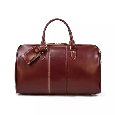 leather weekender bag, burgundy, high end real luxury leather, Rio